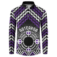 Personalised Aotearoa Niho Taniwha Motif Button Sweatshirt Violet Style LT9 Violet - Polynesian Pride