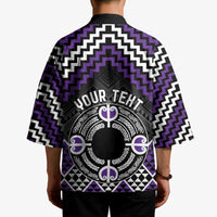 Personalised Aotearoa Niho Taniwha Motif Kimono Violet Style - Polynesian Pride