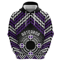 Personalised Aotearoa Niho Taniwha Motif Zip Hoodie Violet Style