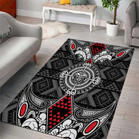 Black Aotearoa Taniko Motif Area Rug Vintage Maori New Zealand Tribal Art Pattern