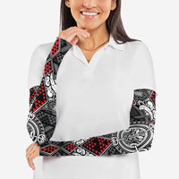 Black Aotearoa Taniko Motif Arm Sleeves Vintage Maori New Zealand Tribal Art Pattern - Polynesian Pride