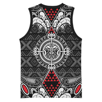 Black Aotearoa Taniko Motif Basketball Jersey Vintage Maori New Zealand Tribal Art Pattern - Polynesian Pride