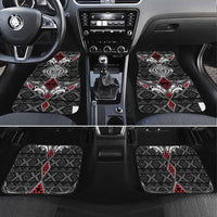 Black Aotearoa Taniko Motif Car Mats Vintage Maori New Zealand Tribal Art Pattern LT9 Set 4pcs Black - Polynesian Pride
