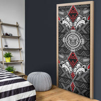 Black Aotearoa Taniko Motif Door Cover Vintage Maori New Zealand Tribal Art Pattern - Polynesian Pride