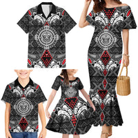 Black Aotearoa Tanilo Motif Family Matching Mermaid Dress and Hawaiian Shirt Vintage Maori New Zealand Tribal Art Pattern LT9 - Polynesian Pride