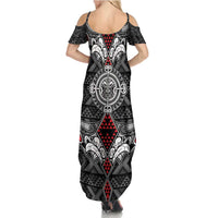 Black Aotearoa Tanilo Motif Family Matching Summer Maxi Dress and Hawaiian Shirt Vintage Maori New Zealand Tribal Art Pattern LT9 - Polynesian Pride