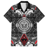 Black Aotearoa Tanilo Motif Family Matching Tank Maxi Dress and Hawaiian Shirt Vintage Maori New Zealand Tribal Art Pattern LT9 Dad's Shirt - Short Sleeve Black - Polynesian Pride