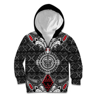 Black Aotearoa Tanilo Motif Kid Hoodie Vintage Maori New Zealand Tribal Art Pattern