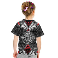 Black Aotearoa Tanilo Motif Kid T Shirt Vintage Maori New Zealand Tribal Art Pattern LT9 - Polynesian Pride