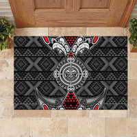 Black Aotearoa Taniko Motif Rubber Doormat Vintage Maori New Zealand Tribal Art Pattern