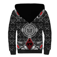 Black Aotearoa Tanilo Motif Sherpa Hoodie Vintage Maori New Zealand Tribal Art Pattern