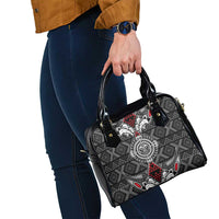 Black Aotearoa Taniko Motif Shoulder Handbag Vintage Maori New Zealand Tribal Art Pattern LT9 - Polynesian Pride