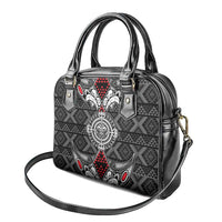 Black Aotearoa Taniko Motif Shoulder Handbag Vintage Maori New Zealand Tribal Art Pattern LT9 - Polynesian Pride