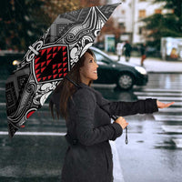 Black Aotearoa Taniko Motif Umbrella Vintage Maori New Zealand Tribal Art Pattern - Polynesian Pride