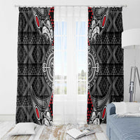 Black Aotearoa Taniko Motif Window Curtain Vintage Maori New Zealand Tribal Art Pattern