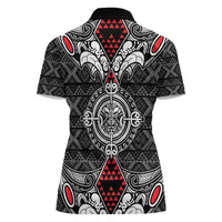 Black Aotearoa Tanilo Motif Women Polo Shirt Vintage Maori New Zealand Tribal Art Pattern