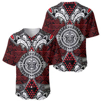 Red Aotearoa Tanilo Motif Baseball Jersey Vintage Maori New Zealand Tribal Art Pattern LT9 - Polynesian Pride