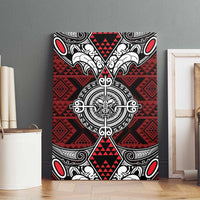 Red Aotearoa Taniko Motif Canvas Wall Art Vintage Maori New Zealand Tribal Art Pattern