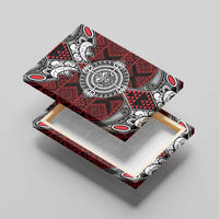 Red Aotearoa Taniko Motif Canvas Wall Art Vintage Maori New Zealand Tribal Art Pattern