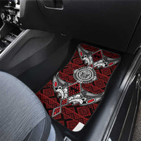 Red Aotearoa Taniko Motif Car Mats Vintage Maori New Zealand Tribal Art Pattern