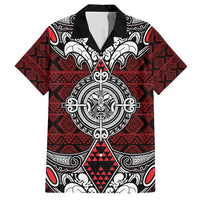 Red Aotearoa Tanilo Motif Hawaiian Shirt Vintage Maori New Zealand Tribal Art Pattern