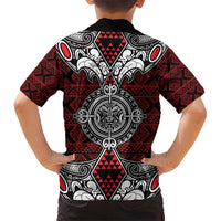 Red Aotearoa Tanilo Motif Kid Hawaiian Shirt Vintage Maori New Zealand Tribal Art Pattern LT9 - Polynesian Pride