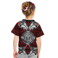 Red Aotearoa Tanilo Motif Kid T Shirt Vintage Maori New Zealand Tribal Art Pattern LT9 - Polynesian Pride