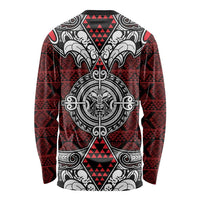 Red Aotearoa Tanilo Motif Long Sleeve Shirt Vintage Maori New Zealand Tribal Art Pattern LT9 - Polynesian Pride