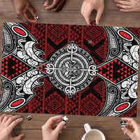 Red Aotearoa Taniko Motif Puzzle Vintage Maori New Zealand Tribal Art Pattern LT9 - Polynesian Pride