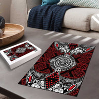 Red Aotearoa Taniko Motif Puzzle Vintage Maori New Zealand Tribal Art Pattern LT9 - Polynesian Pride