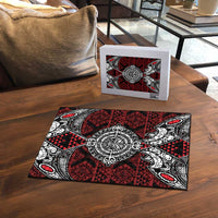 Red Aotearoa Taniko Motif Puzzle Vintage Maori New Zealand Tribal Art Pattern LT9 - Polynesian Pride