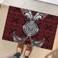Red Aotearoa Taniko Motif Rubber Doormat Vintage Maori New Zealand Tribal Art Pattern LT9 - Polynesian Pride