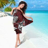 Red Aotearoa Taniko Motif Sarong Vintage Maori New Zealand Tribal Art Pattern