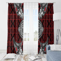 Red Aotearoa Taniko Motif Window Curtain Vintage Maori New Zealand Tribal Art Pattern