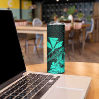 Kakau Polynesian Tribal Hawaiian Turtle Skinny Tumbler with Kanaka Maoli Turquoise
