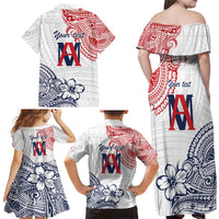 Kingdom of Uvea 1842-1860 Personalized Family Matching Off Shoulder Maxi Dress and Hawaiian Shirt Wallis and Futuna Polynesian Tribal Pattern