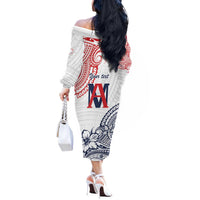Kingdom of Uvea 1842-1860 Personalized Off The Shoulder Long Sleeve Dress Wallis and Futuna Polynesian Tribal Pattern LT9 - Polynesian Pride