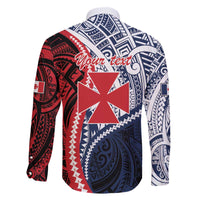 Kingdom of Uvea 1860-1886 Personalized Family Matching Off The Shoulder Long Sleeve Dress and Hawaiian Shirt Wallis and Futuna Polynesian Tribal Pattern
