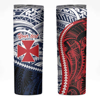 Kingdom of Uvea 1860-1886 Personalized Skinny Tumbler Wallis and Futuna Polynesian Tribal Pattern LT9 Red - Polynesian Pride