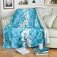 Hawaiian Lei Day Blanket Blue Hibiscus Flowers Lei Art LT9 Blue - Polynesian Pride