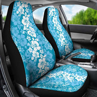 Hawaiian Lei Day Car Seat Cover Blue Hibiscus Flowers Lei Art