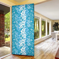 Hawaiian Lei Day Door Cover Blue Hibiscus Flowers Lei Art - Polynesian Pride