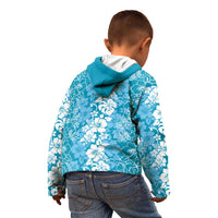 Hawaiian Lei Day Kid Hoodie Blue Hibiscus Flowers Lei Art