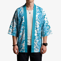 Hawaiian Lei Day Kimono Blue Hibiscus Flowers Lei Art LT9 - Polynesian Pride