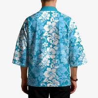 Hawaiian Lei Day Kimono Blue Hibiscus Flowers Lei Art LT9 - Polynesian Pride