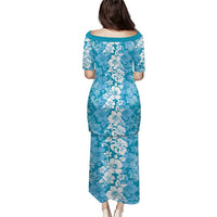 Hawaiian Lei Day Puletasi Blue Hibiscus Flowers Lei Art