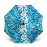 Hawaiian Lei Day Umbrella Blue Hibiscus Flowers Lei Art - Polynesian Pride