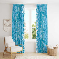 Hawaiian Lei Day Window Curtain Blue Hibiscus Flowers Lei Art