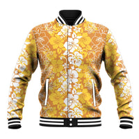Hawaiian Lei Day Baseball Jacket Gold Hibiscus Flowers Lei Art LT9 Unisex Gold - Polynesian Pride