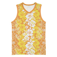 Hawaiian Lei Day Basketball Jersey Gold Hibiscus Flowers Lei Art - Polynesian Pride